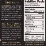 Photo of Nutrition Label on Ledo Pizza Sauce Jar